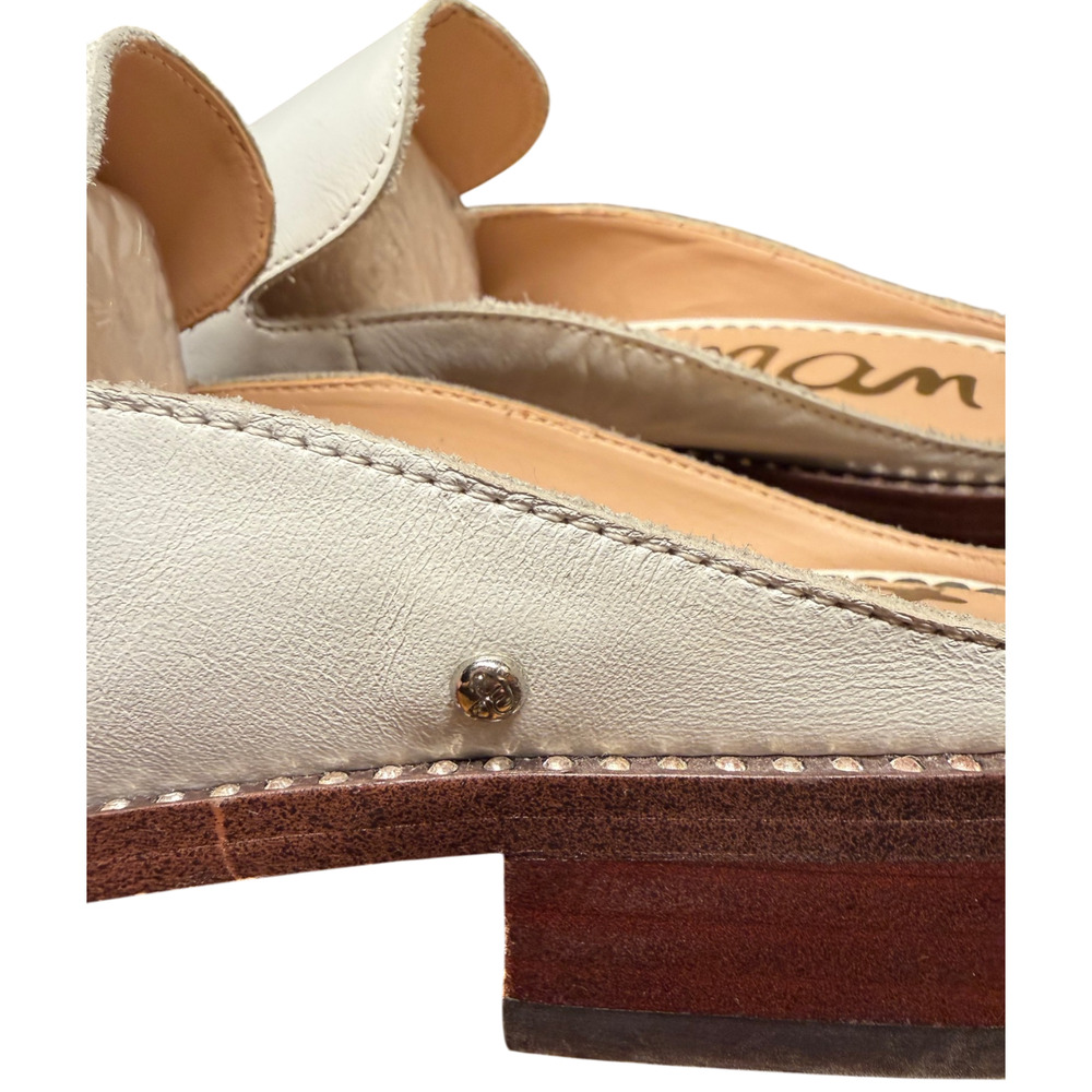SAM EDELMAN Laddie Women's 10M White Leather Studded Mules Shoes - Picture 8 of 13